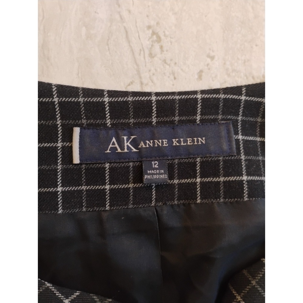Anne Klein Cropped Jacket Blazer Wool Womens 12 Black Geometric Button Tweed - Picture 7 of 8